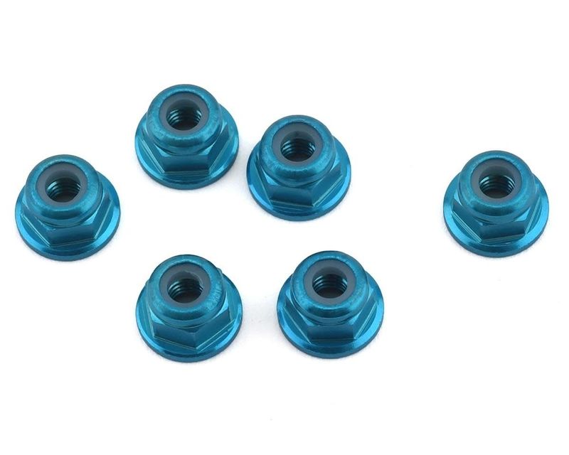 1UP Racing 3mm Aluminum Flanged Locknuts (Blue) (6) #80514