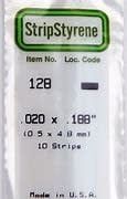 Evergreen 128 - .020" X .188" OPAQUE WHITE POLYSTYRENE STRIP #128