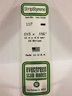 Evergreen 117 - .015" X .156" OPAQUE WHITE POLYSTYRENE STRIP #117