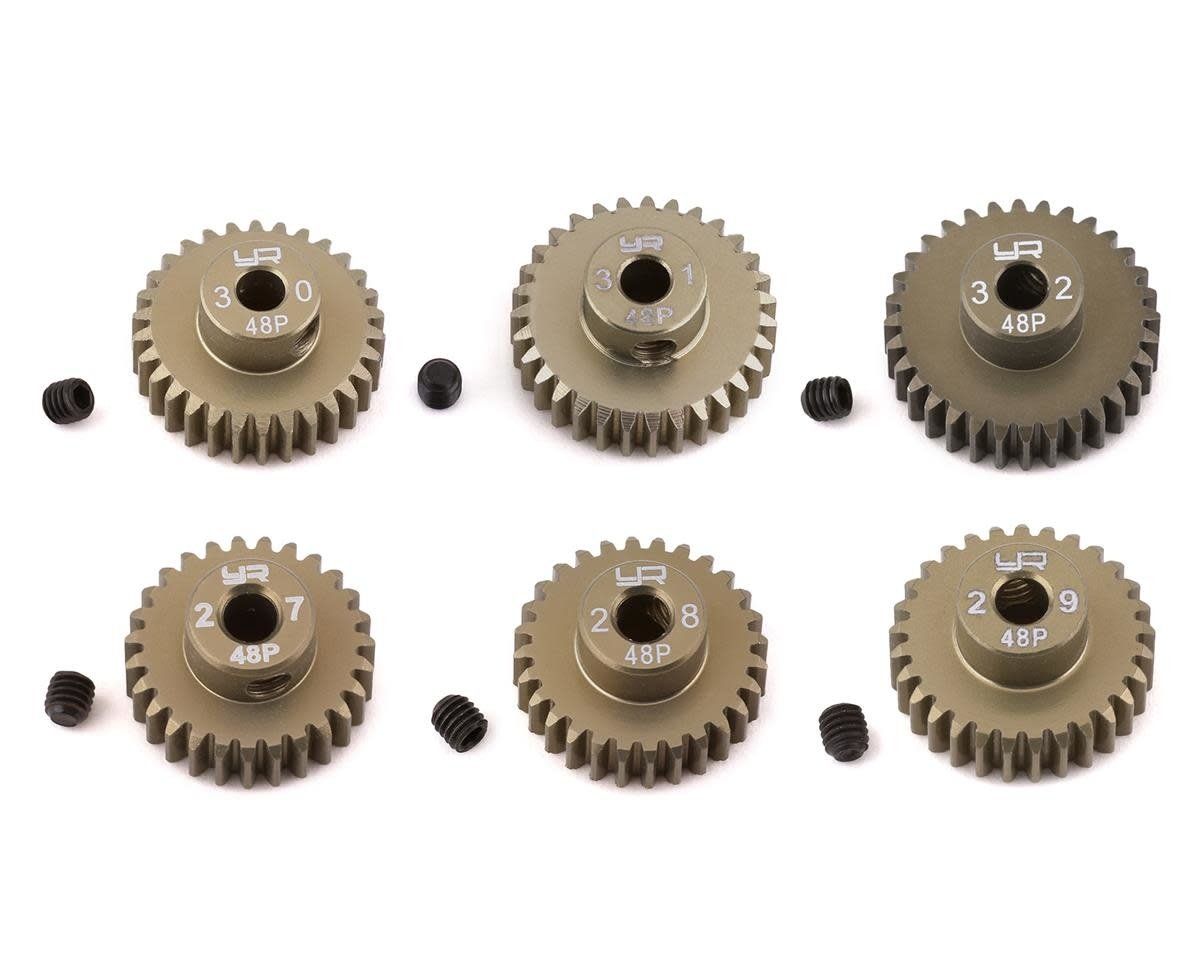 Yeah Racing Hard Coated 48P Aluminum Pinion Gear Set (27, 28, 29, 30, 31, 32T) (3.17mm Bore) #MG-48027-032