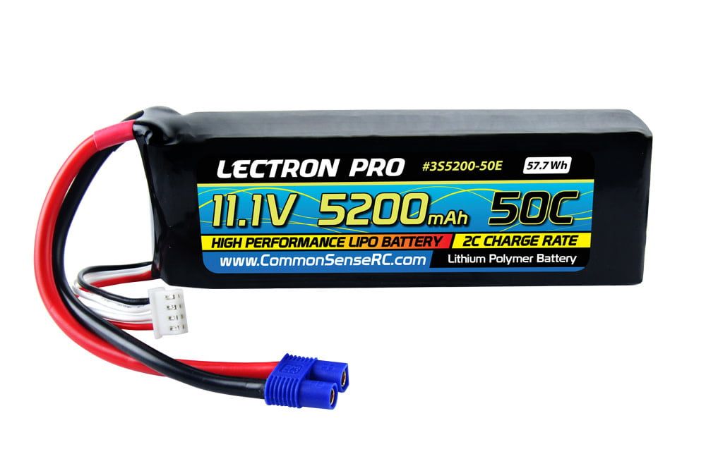 #3S5200-50E Common Sense RC Lectron Pro 11.1V 5200mAh 50C Lipo Battery with EC3 Connector