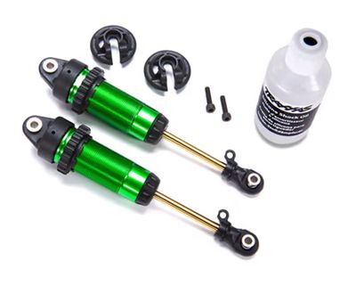 #7462G Traxxas Shocks, GTR xx-long green-anodized, PTFE-coated bodies with TiN shafts (fully assembled, without springs) (2) #7462G Traxxas Shocks, GTR xx-long green-anodized, PTFE-coated bodies with TiN shafts (fully assembled, without springs) (2)