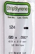 Evergreen 124 - .020" X .080" OPAQUE WHITE POLYSTYRENE STRIP #124