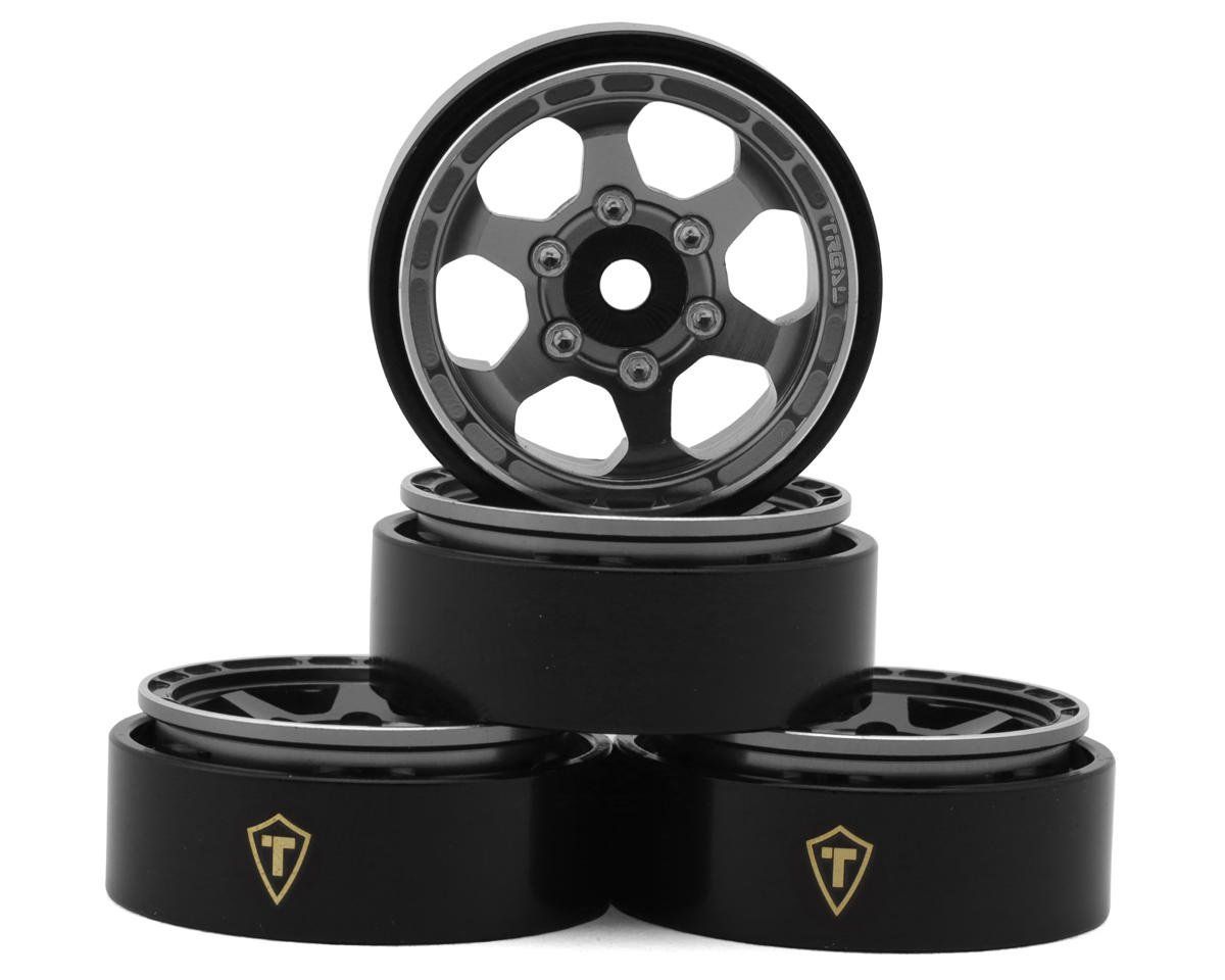 #X00396C7T5 Treal Hobby Type D 1.0" Concave 6-Spoke Beadlock Wheels (Grey) (4) (21.2g)
