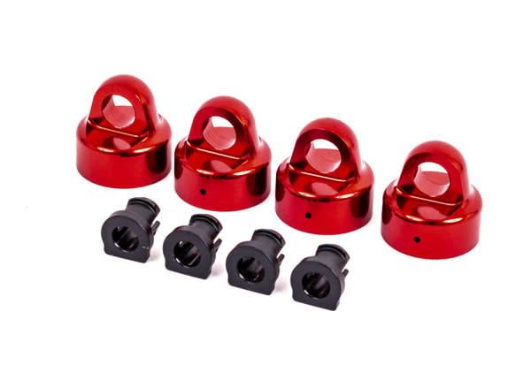 #9664R Traxxas Sledge Aluminum Gt-Maxx Shock Caps (Red) (4)
