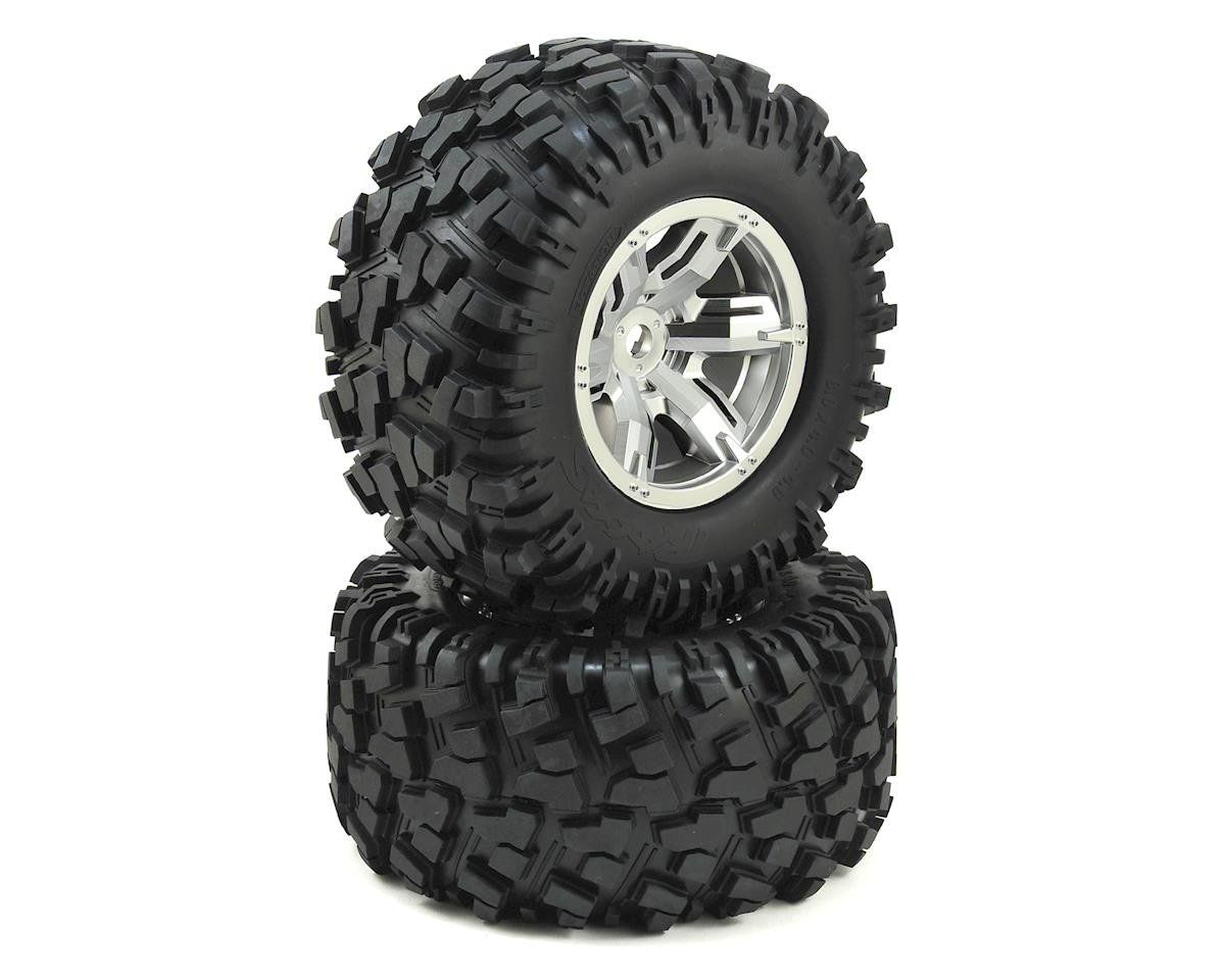 #7772R  Traxxas X-Maxx Pre-Mounted Tires &amp; Wheels (Satin Chrome) (2)