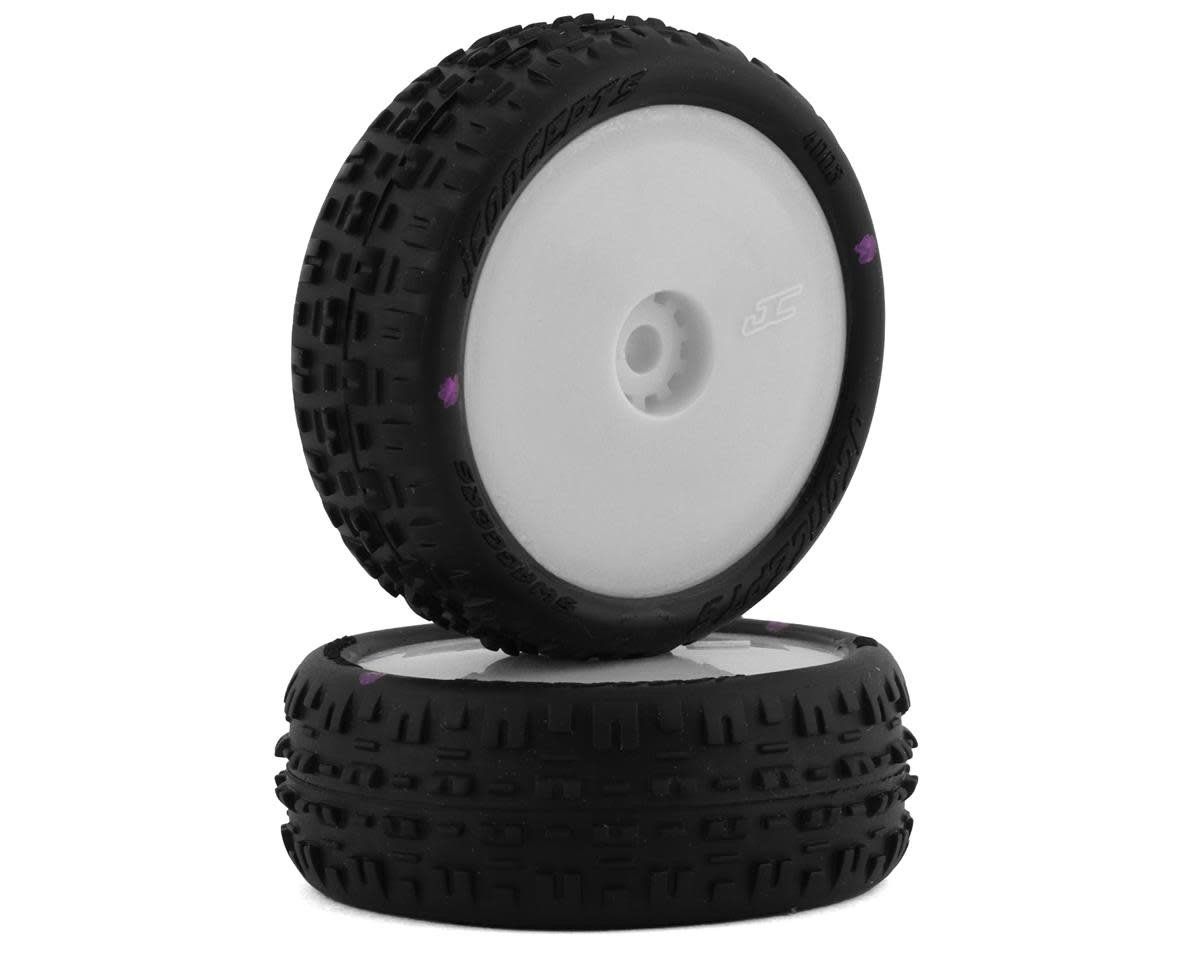 #4003-101011 JConcepts Mini-B Swagger Pre-Mounted Front Tires (White) (2) (Pink)