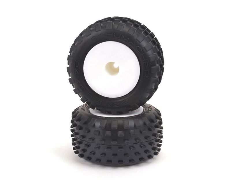 #U6882  Schumacher Pre-Mounted Stagger Rib 1/10 Truck Tires (White) (2) (Blue)