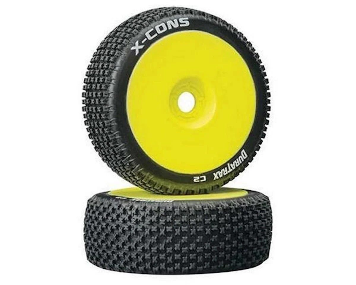 DuraTrax X-Cons Pre-Mounted 1/8 Buggy Tire (Yellow) (2) (C2 - Soft) #DTXC3612