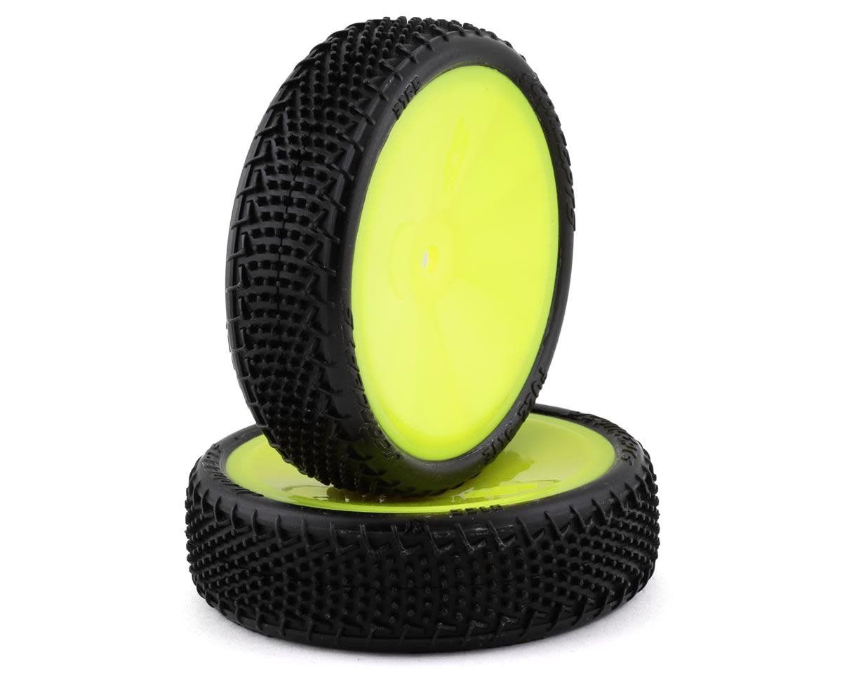 #3165-201011 JConcepts Fuzz Bite LP 2.2" Mounted 2WD Front Buggy Tire (Yellow) (2) (Pink) (Carpet) w/12mm Hex