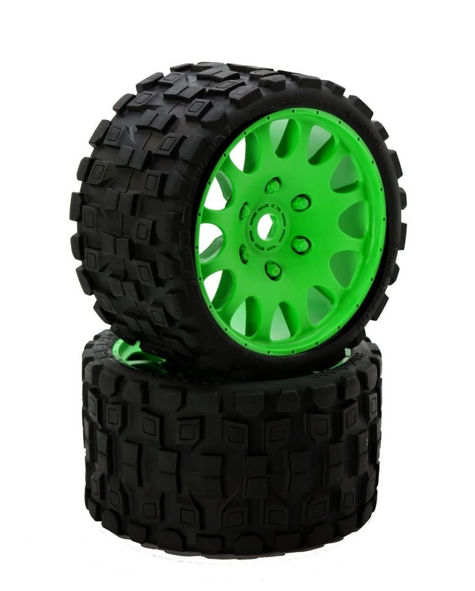 #PHBPHT1131SGREEN  Power Hobby Scorpion Belted Monster Truck Tires/Wheels w/ 17mm Hex (2) Sport-Green