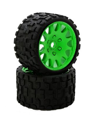 #PHBPHT1131SGREEN  Power Hobby Scorpion Belted Monster Truck Tires/Wheels w/ 17mm Hex (2) Sport-Green