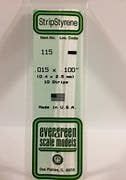 Evergreen 115 - .015" X .100" OPAQUE WHITE POLYSTYRENE STRIP 787026001159 #115