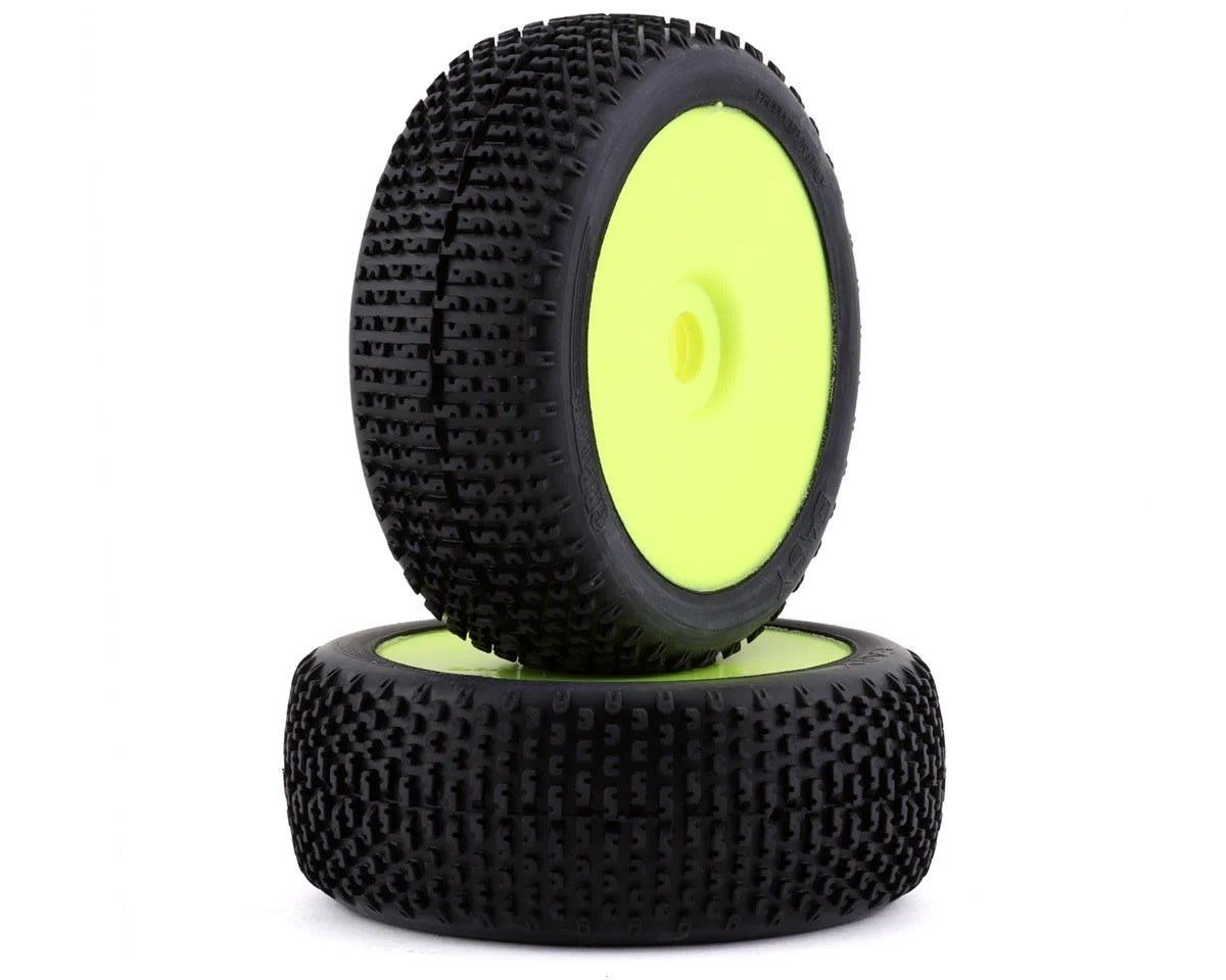 #GBY07A  GRP Easy Pre-Mounted 1/8 Buggy Tires (2) (Yellow) (Soft)