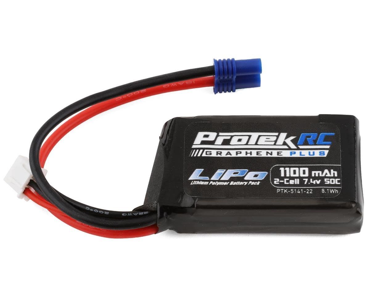 #PTK-5141-22  ProTek RC 2S 50C 1100mAh Losi Mini T/B &amp; JRX2 LiPo Battery w/EC2 Connector