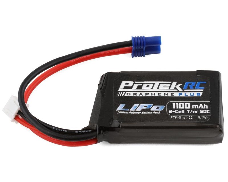 #PTK-5141-22  ProTek RC 2S 50C 1100mAh Losi Mini T/B &amp; JRX2 LiPo Battery w/EC2 Connector