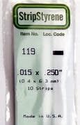 Evergreen 119 - .015" X .250" OPAQUE WHITE POLYSTYRENE STRIP #119