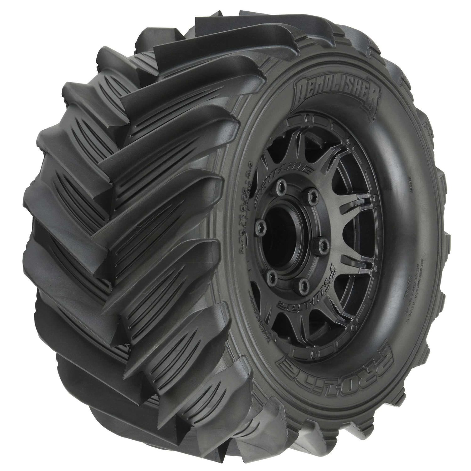 #PRO1019610 Pro-Line Demolisher 2.8" Pre-Mounted Tires w/Raid 6x30 Wheels (2) (Black) w/Removable Hex