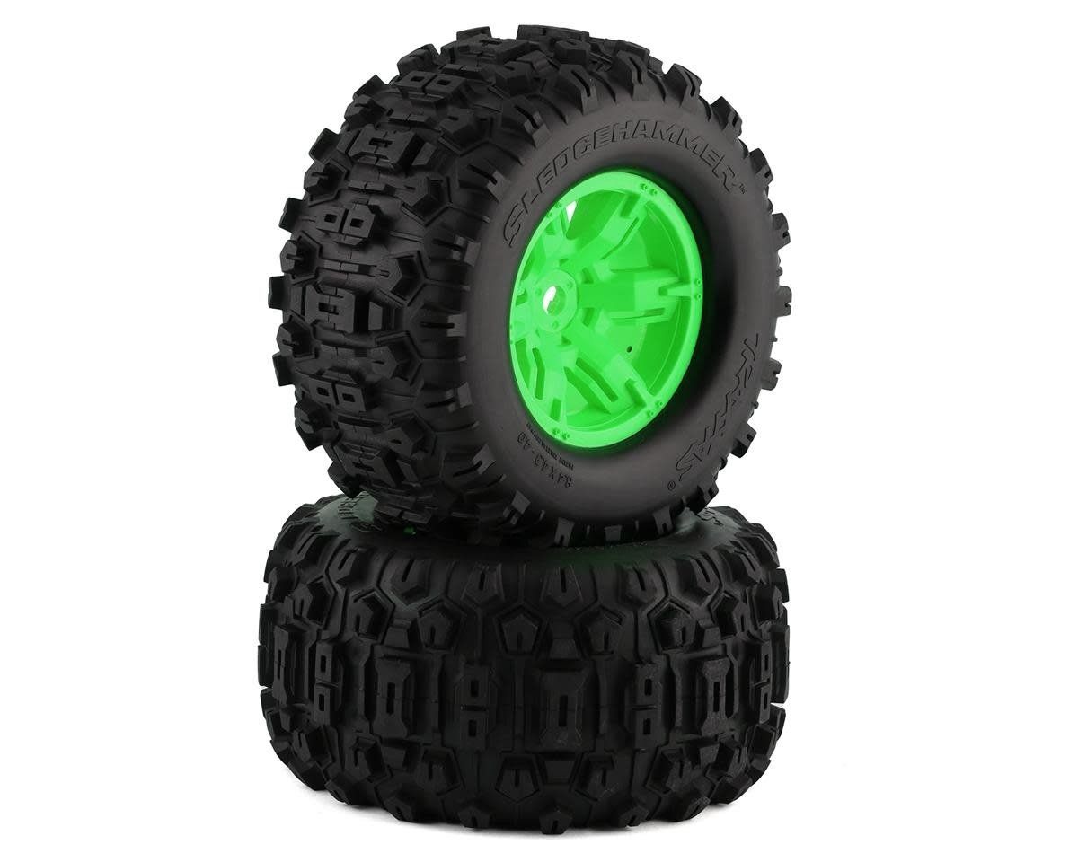 #7774G  Traxxas X-Maxx Sledgehammer Pre-Mounted Tires w/17mm Hex (Green) (2)