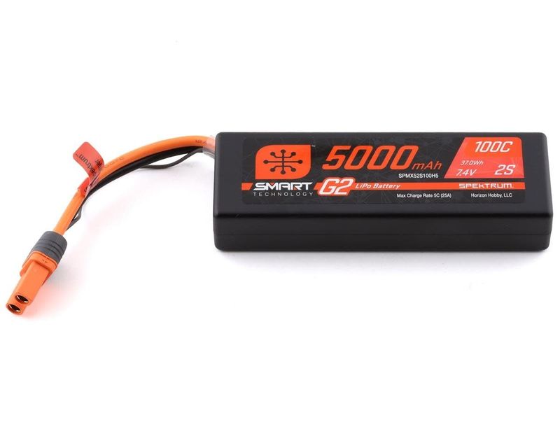 #SPMX52S100H5 Spektrum RC 2S Smart G2 LiPo 100C Battery Pack (7.4V/5000mAh) w/IC5 Connector