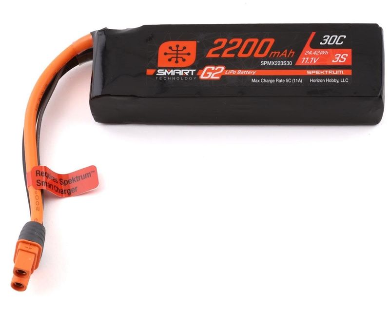 #SPMX223S30 Spektrum RC 3S Smart G2 LiPo 30C Battery Pack (11.1V/2200mAh) w/IC3 Connector