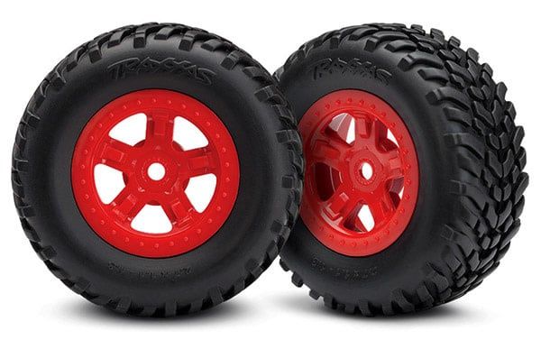 Traxxas 1/18 SCT Pre-Mounted Tires w/SCT Wheels (2) (Red) #7674R