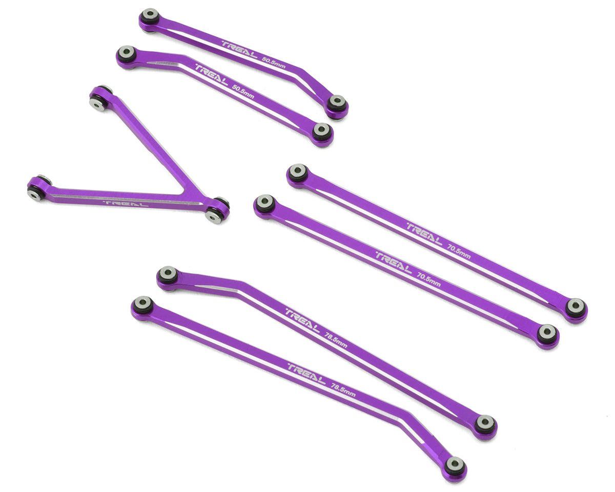 #X003727EM1 Treal Hobby Axial SCX24 Aluminum High Clearance Link Set (Purple) (7) (Gladiator)