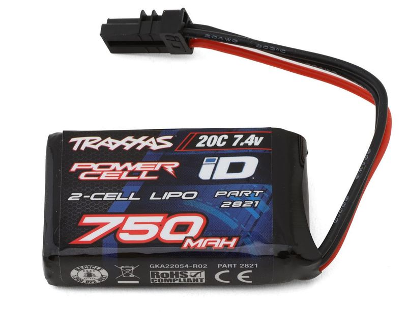#2821 Traxxas 2S "Power Cell" 20C Lipo Battery w/iD Connector (7.4V/750mAh)