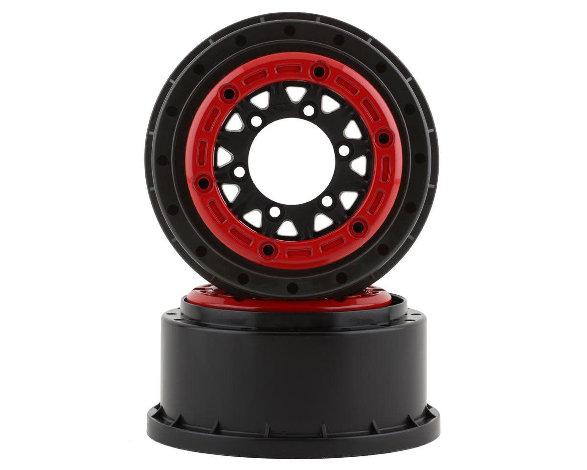 Pro-Line Raid Bead-Loc 2.2"/3.0" Short Course Wheels (Red/Black) (2) w/12mm &amp; 14mm Removable Hex #2811-04