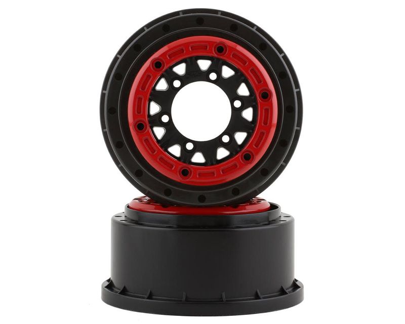 Pro-Line Raid Bead-Loc 2.2"/3.0" Short Course Wheels (Red/Black) (2) w/12mm &amp; 14mm Removable Hex #2811-04