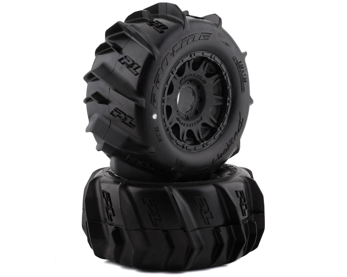 #10192-10 Pro-Line Dumont 3.8" Pre-Mounted Truck Tires (2) (Black) (Z3) w/Raid 8x32 Removable Hex Wheels