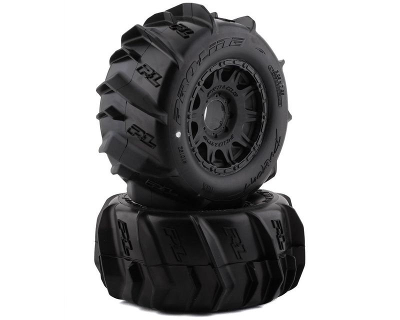 #10192-10 Pro-Line Dumont 3.8" Pre-Mounted Truck Tires (2) (Black) (Z3) w/Raid 8x32 Removable Hex Wheels