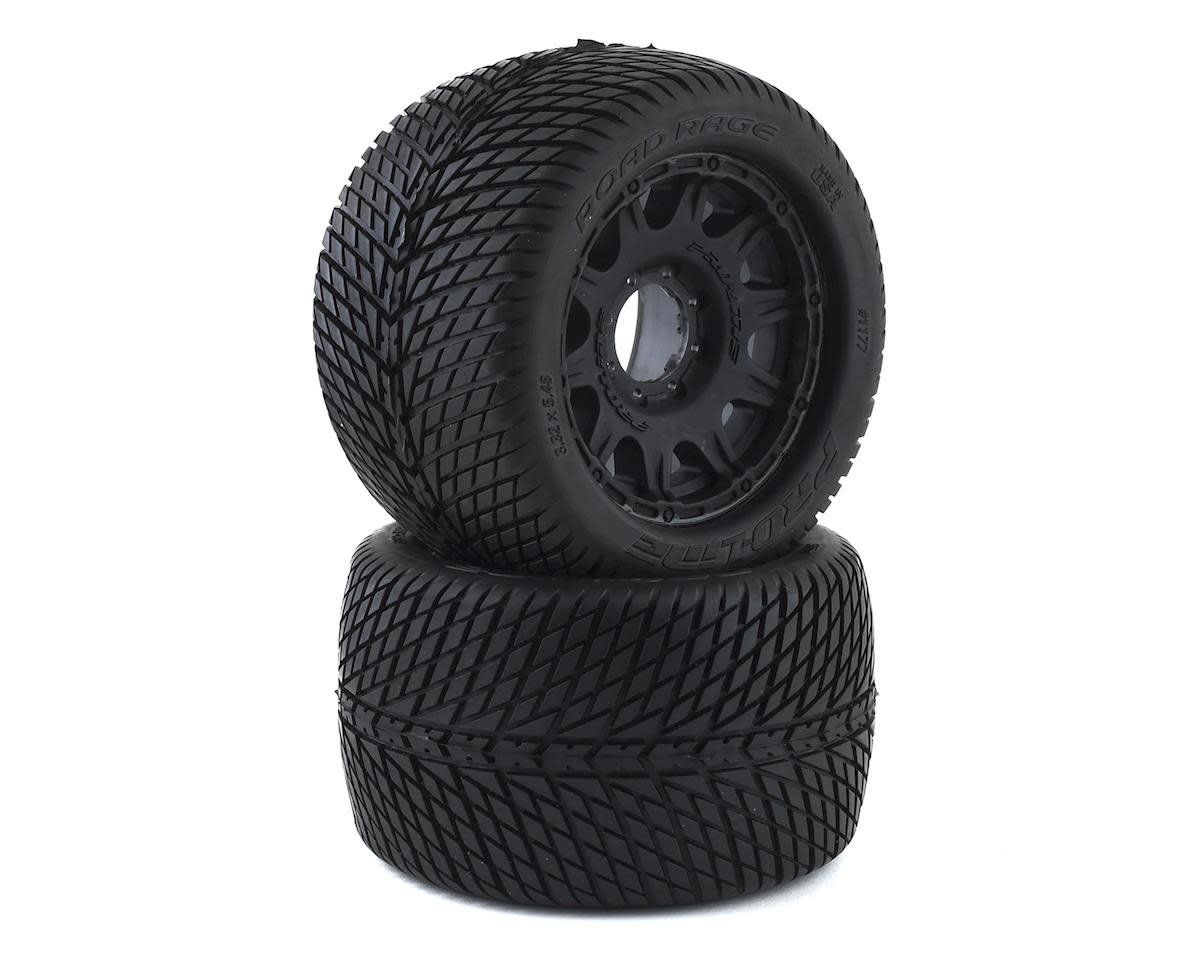 Pro-Line Road Rage MX38 3.8" Tire w/Raid 8x32 Wheels (2) (Black) (M2) w/Removable Hex #1177-10