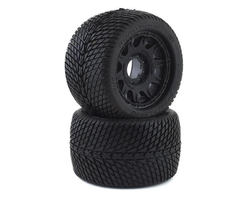 Pro-Line Road Rage MX38 3.8" Tire w/Raid 8x32 Wheels (2) (Black) (M2) w/Removable Hex #1177-10