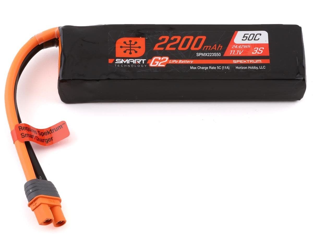 #SPMX223S50 Spektrum RC 3S Smart G2 LiPo 50C Battery Pack (11.1V/2200mAh) w/IC3 Connector