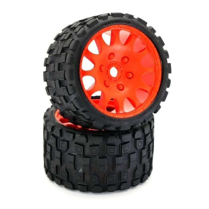 #PHBPHT1131SORANGE  Power Hobby Scorpion Belted Monster Truck Tires/Wheels w/ 17mm Hex (2) Sport-Orange