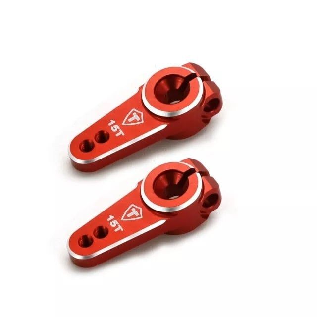 #X003EAU84H TREAL Aluminum 15T Servo Horn Compatible w/EMAX Servo for Axial SCX24 (Red)