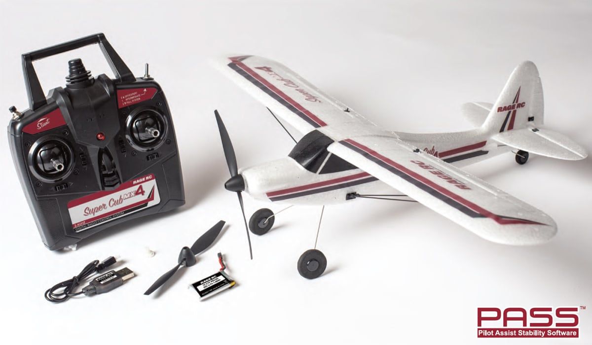 #RGRA1114  Rage RC Super Cub MX4 Micro EP 4-Channel RTF Airplane with PASS System