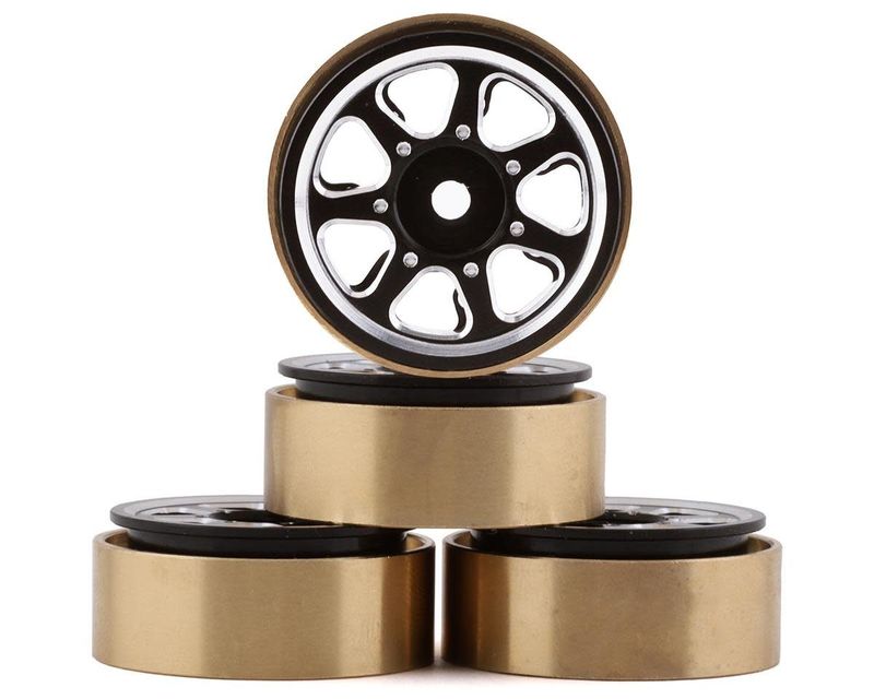 Samix SCX24 Aluminum &amp; Brass 1.0" Beadlock Wheel Set (Black) (4) #SCX24-6669