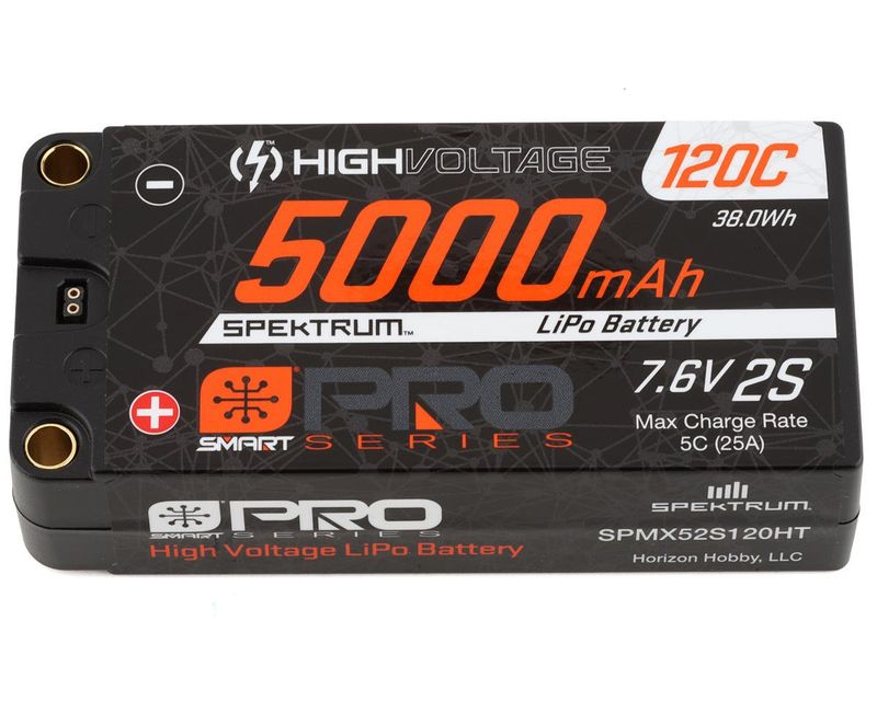 #SPMX52S120HT Spektrum RC 2S Hard Case LiPo 120C Shorty LiPo Battery (7.6V/5000mAh) w/5mm Bullets