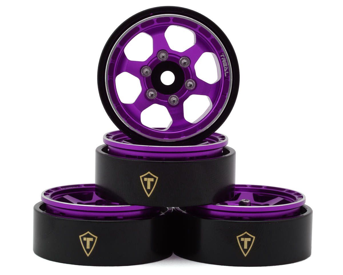 #X00396IR4T Treal Hobby Type D 1.0" Concave 6-Spoke Beadlock Wheels (Purple) (4) (21.2g)