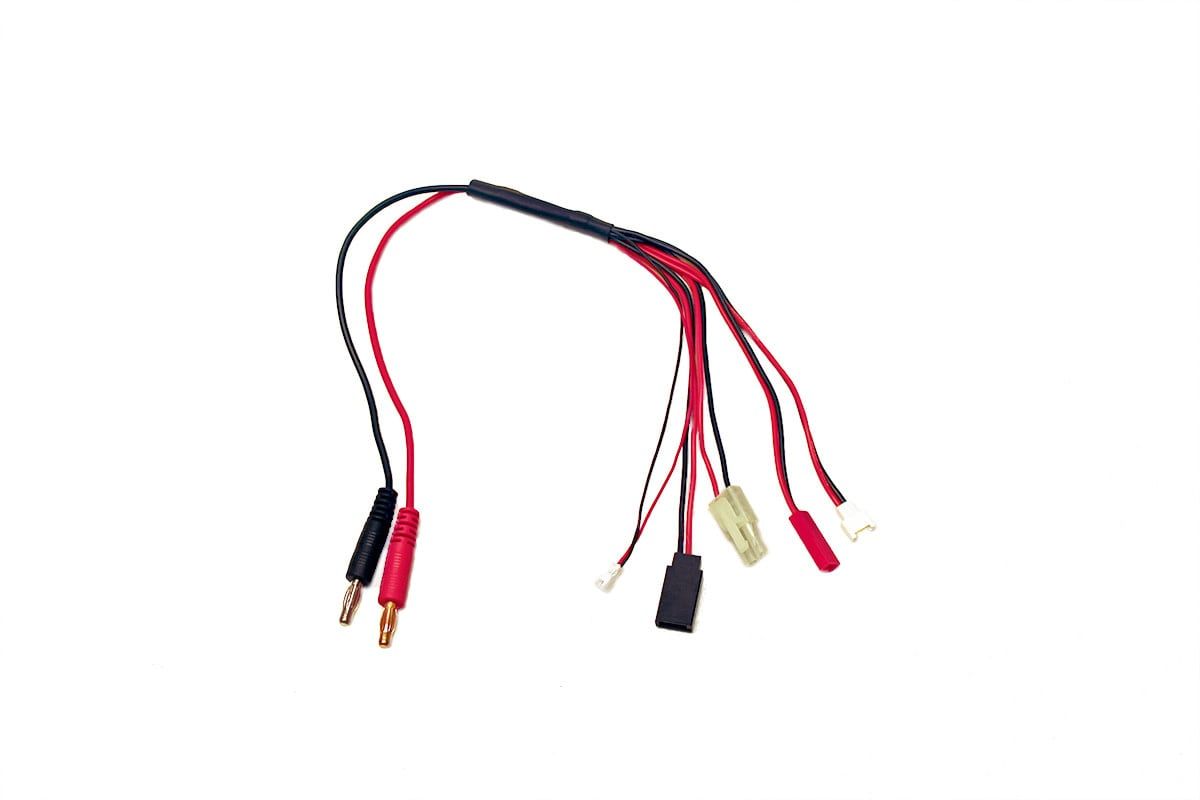 Racers Edge 5-Function Mini/Micro Charge Adapter to Male 4mm Bullets-300mm #RCE1625
