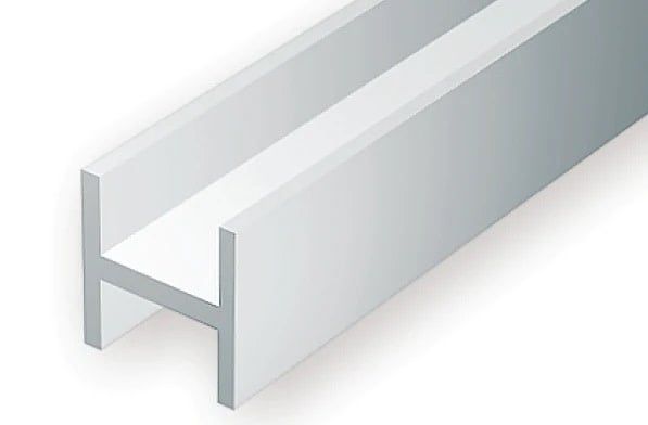 Evergreen Scale Models .100"x14" Polystyrene H-Columns (Opaque White) (4) #283