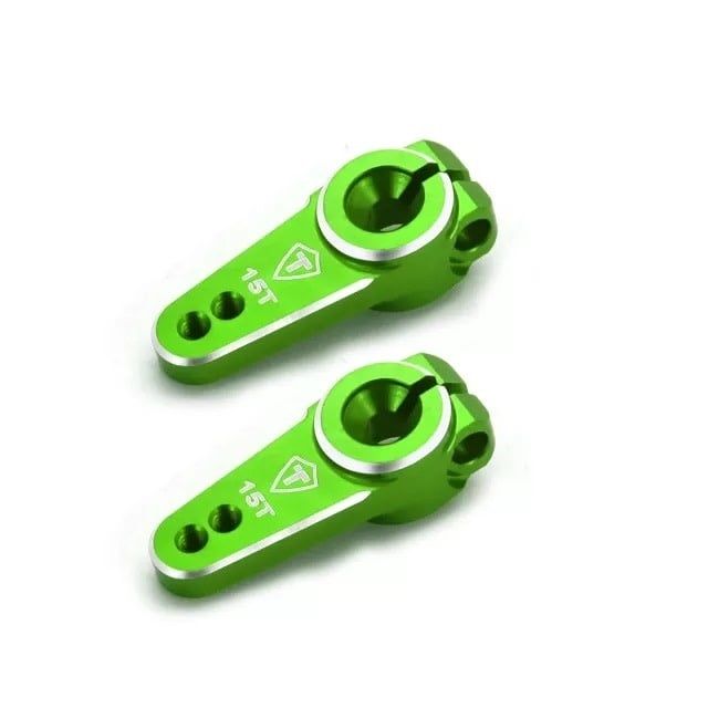 #X003EAO42T TREAL Aluminum 15T Servo Horn Compatible w/EMAX Servo for Axial SCX24 (Green)
