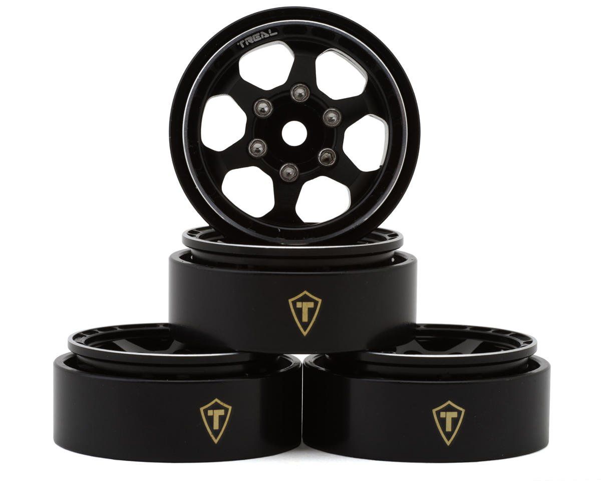 #X00396G9MV Treal Hobby Type D 1.0" Concave 6-Spoke Beadlock Wheels (Black) (4)
