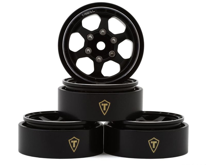 #X00396G9MV Treal Hobby Type D 1.0" Concave 6-Spoke Beadlock Wheels (Black) (4)
