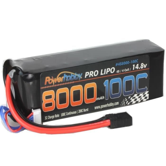 Summer Sale #PHB4S8000MAH100CTRX Power Hobby 4S 14.8V 8000mAh 100C Lipo Battery  w/Genuine Traxxas Plug