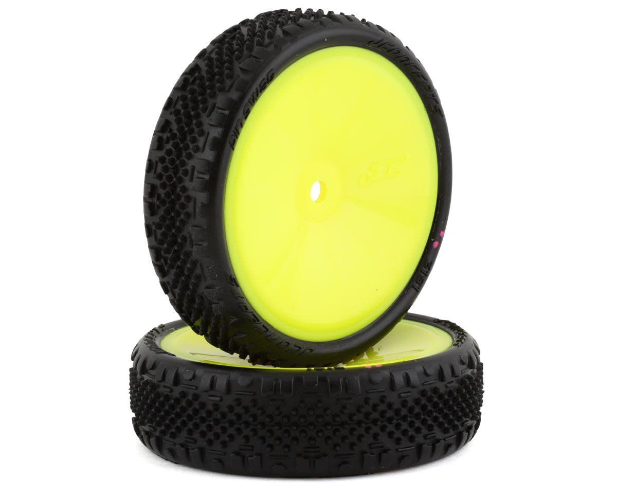 #3181-201011 JConcepts Pin Swag 2.2" Pre-Mounted 2WD Front Buggy Carpet Tires (Yellow) (2) (Pink) w/12mm Hex