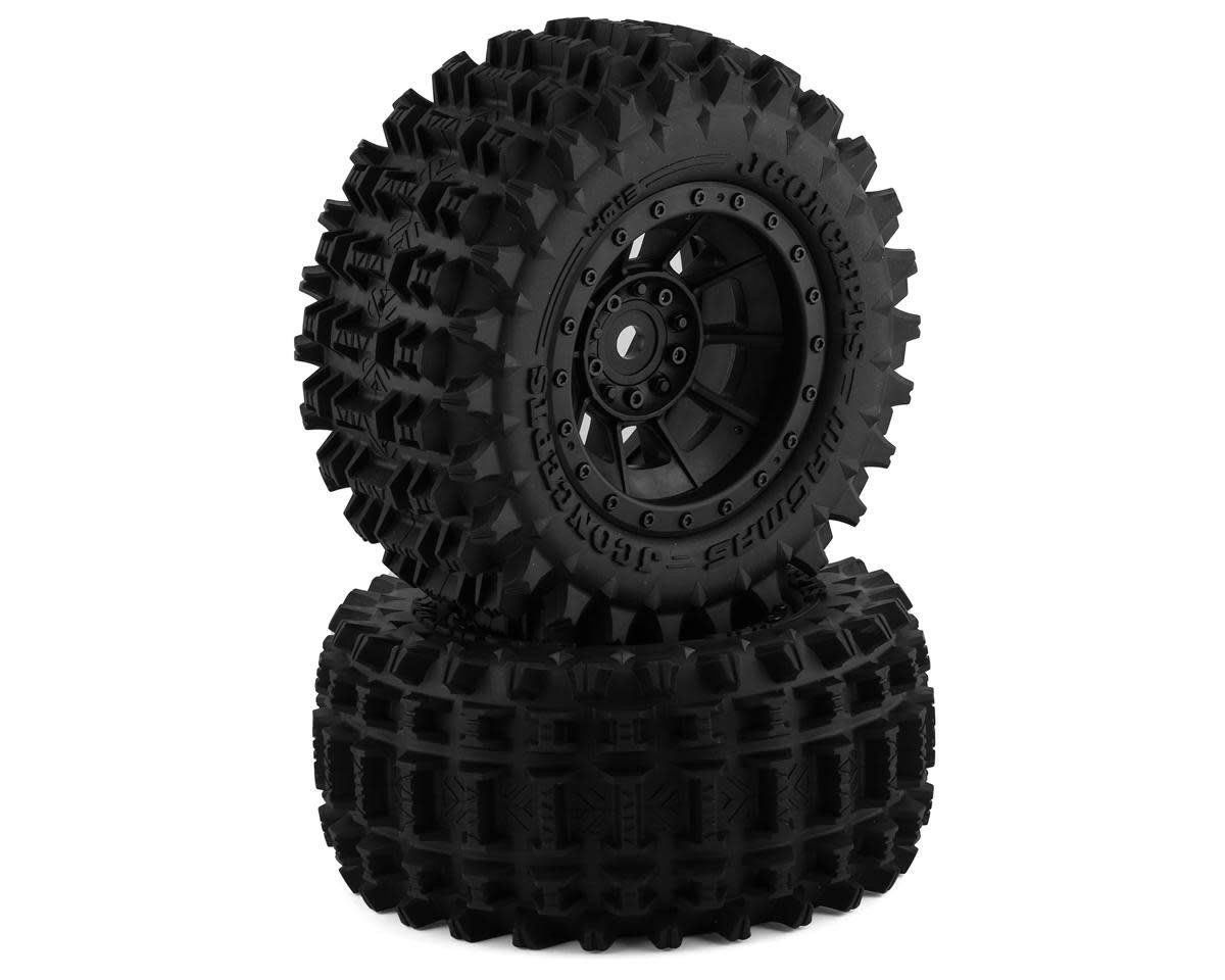 #4013-3994 JConcepts Magma Pre-Mounted Monster Truck Tires w/Hazard Wheel (Black) (2) (Platinum)