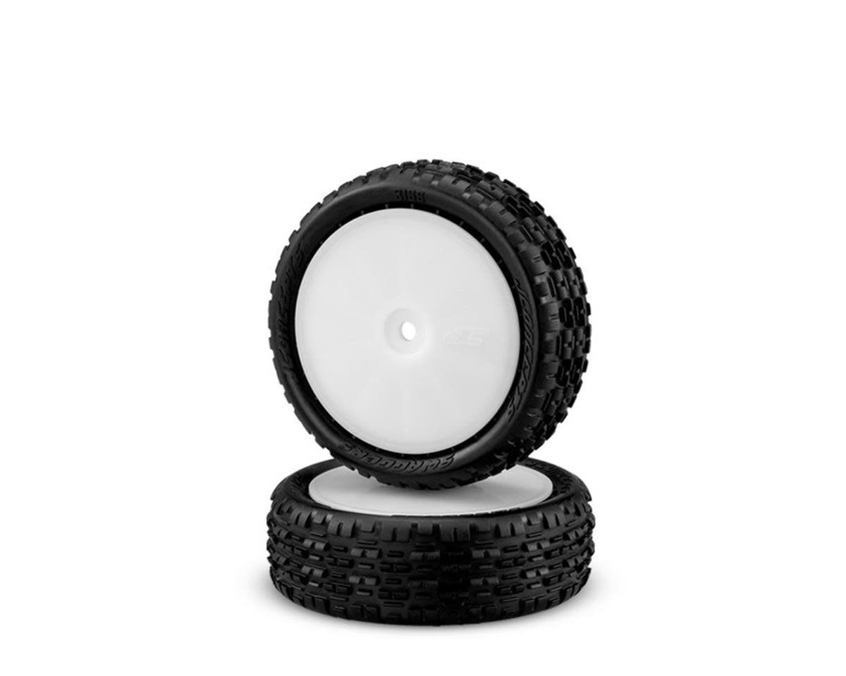 #3166-101011 JConcepts Swagger 2.2" Mounted 4WD Front Buggy Carpet Tires (White) (2) (Pink) w/12mm Hex